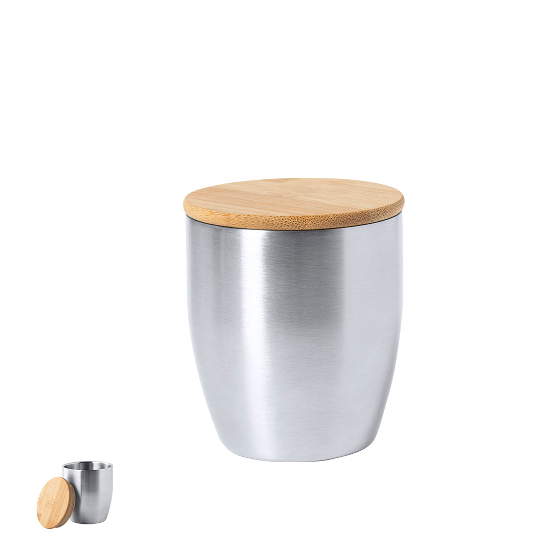 Copo Térmico Inox 280ml com Tampa de Bambu