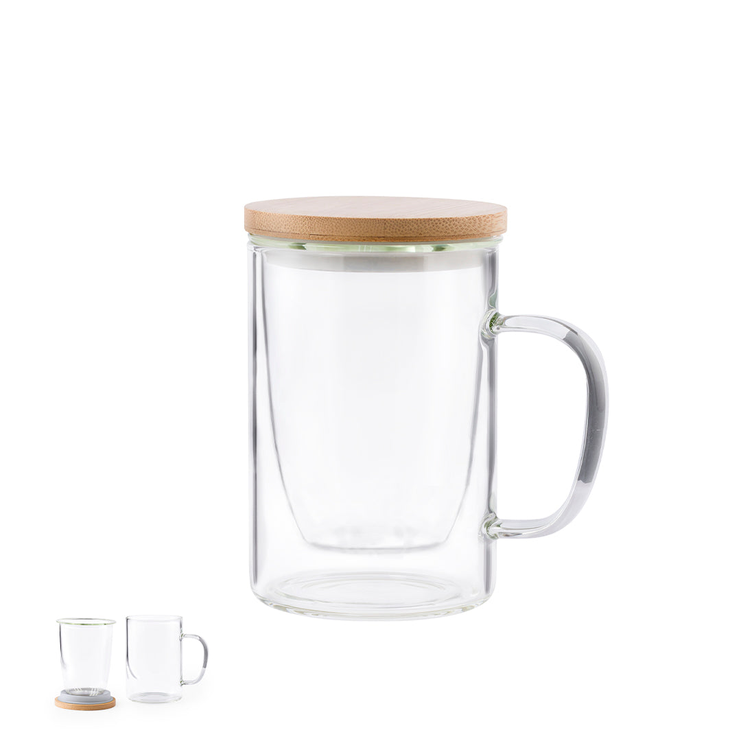Caneca Nature 450ml com Infusor e Tampa de Bambu