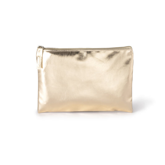 Necessaire em Sintético Prateado com Fecho em Metal