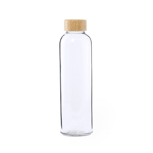 Bidão de Cristal Transparente 500 ml com Tampa de Bambu