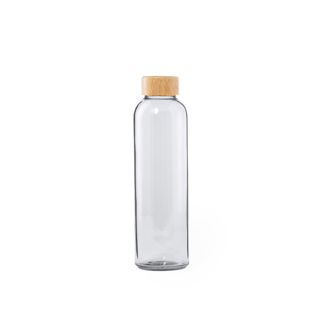 Bidão de Cristal Transparente 500 ml com Tampa de Bambu