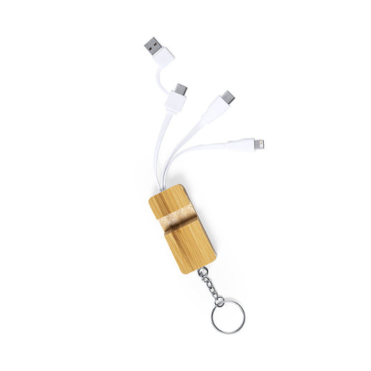 Carregador Multifunções em Bambu com Suporte para Telemóvel
