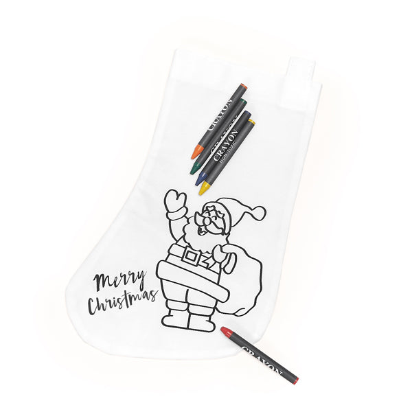 Meia de Natal em Tecido para Colorir com Canetas Inclusas