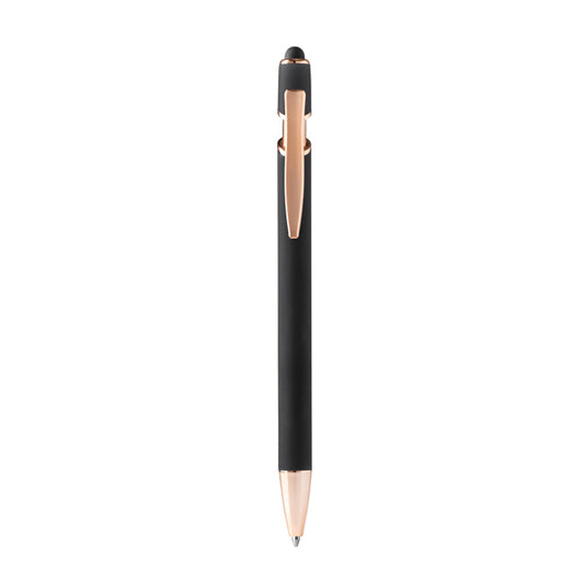Caneta Metálica Roses Soft-Touch com Detalhes em Rosa Dourado