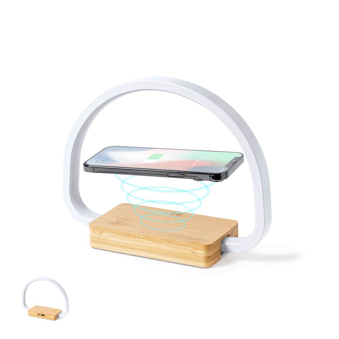 Lâmpada Carregador Eco em Bambu com LED Regulável