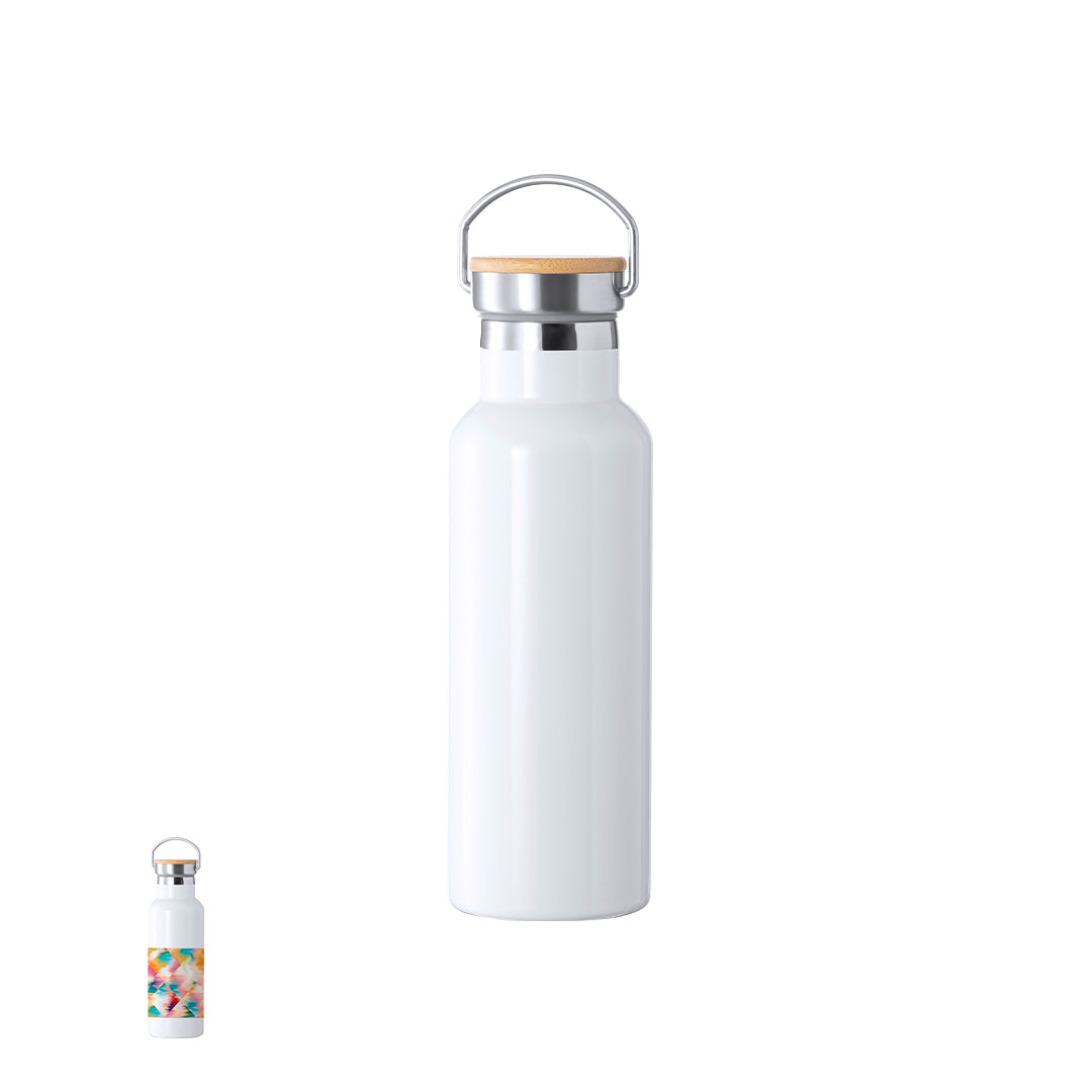 Bidão Térmico Ying 500ml em Aço Inox com Tampa de Bambu