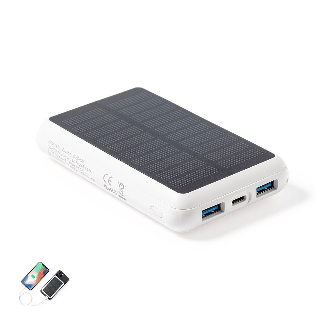 Power Bank Solar Maddy 8000mAh com Carregamento Sem Fios