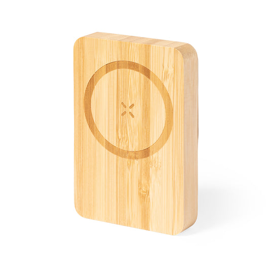 Power Bank Dobson em Bambu com Carregamento Sem Fios 15W