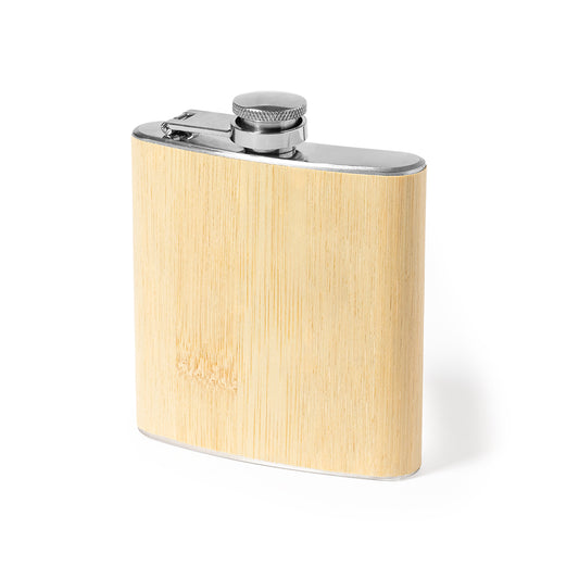 Petaca em Bambu e Aço Inoxidável 170 ml