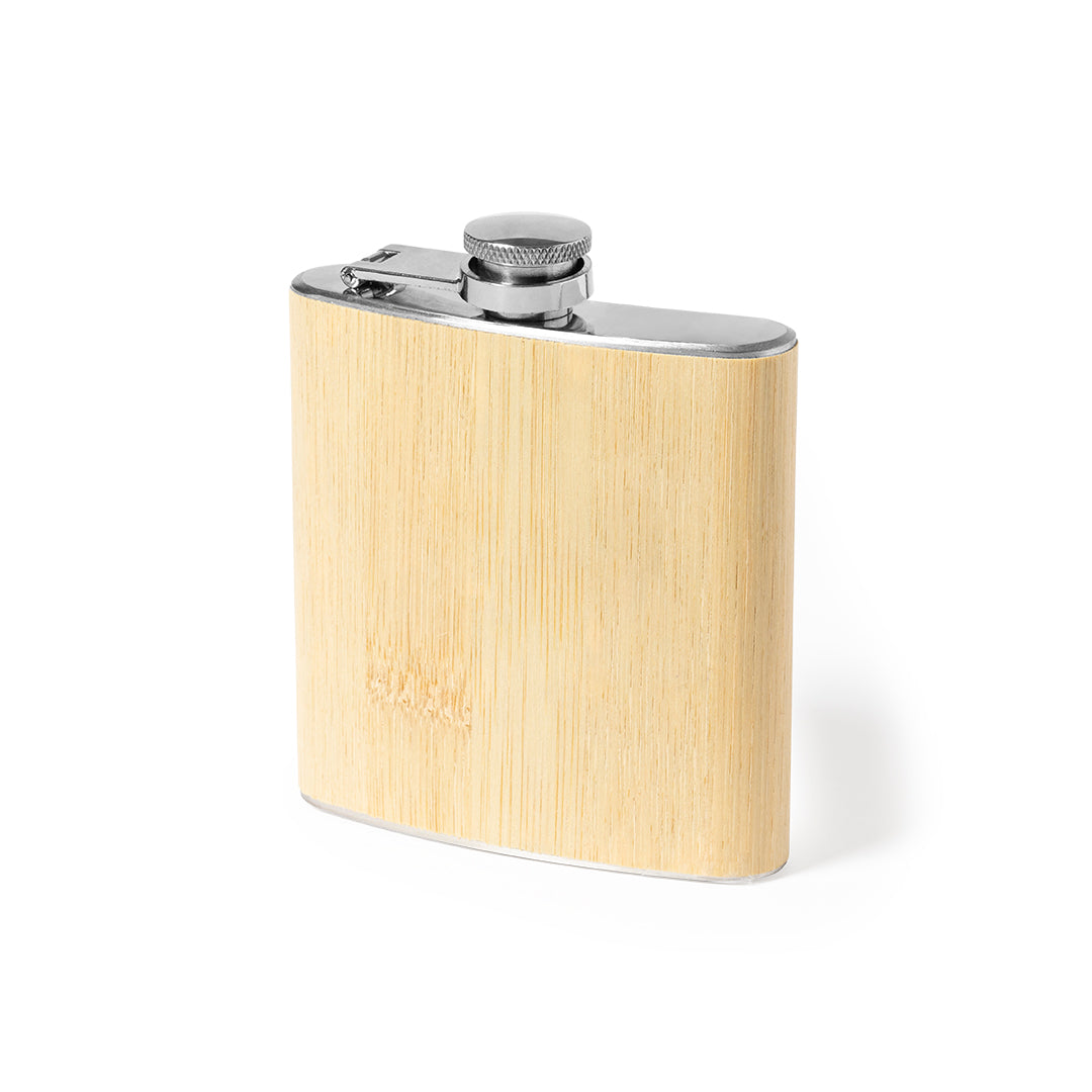 Petaca em Bambu e Aço Inoxidável 170 ml