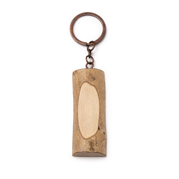 Chaveiro em Madeira Natural com Anel de Metal