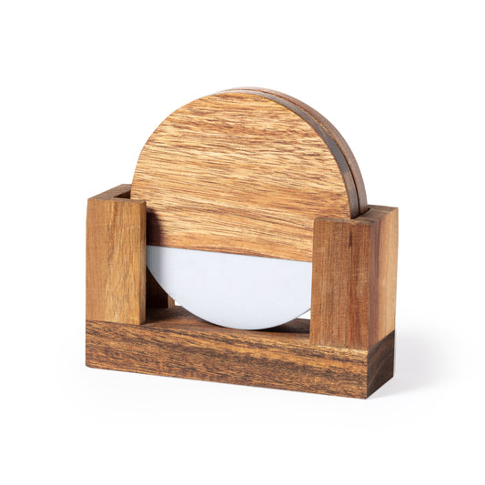 Set Elegante de 2 Posavasos em Madeira e Mármore