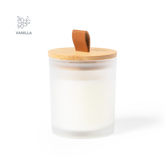 Vela Aromática Lonka em Vidro Colorido com Tampa de Bambu