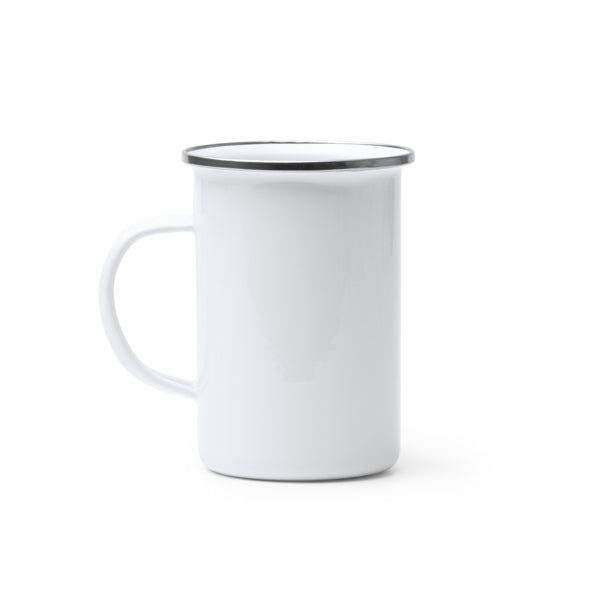 Caneca de Metal Branca 350ml com Borda Preta
