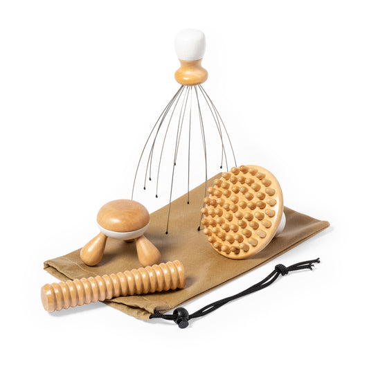 Set de Massagem em Madeira Natural Relaxante