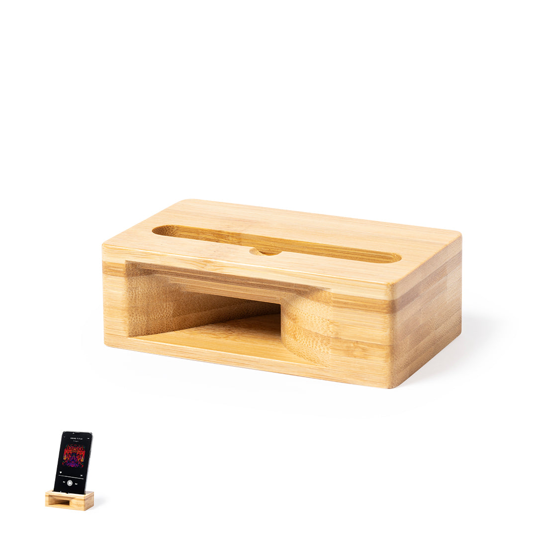 Suporte Smartphone em Bambu com Amplificador de Som