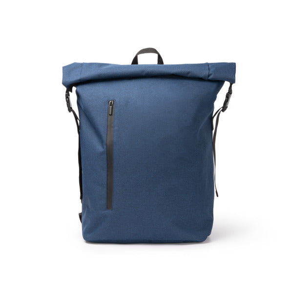 Mochila de Poliéster com Fecho Rolô e Compartimento para Laptop