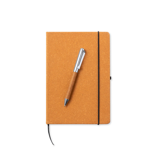 Conjunto Elegante de Bloco de Notas e Caneta em Couro Reciclado