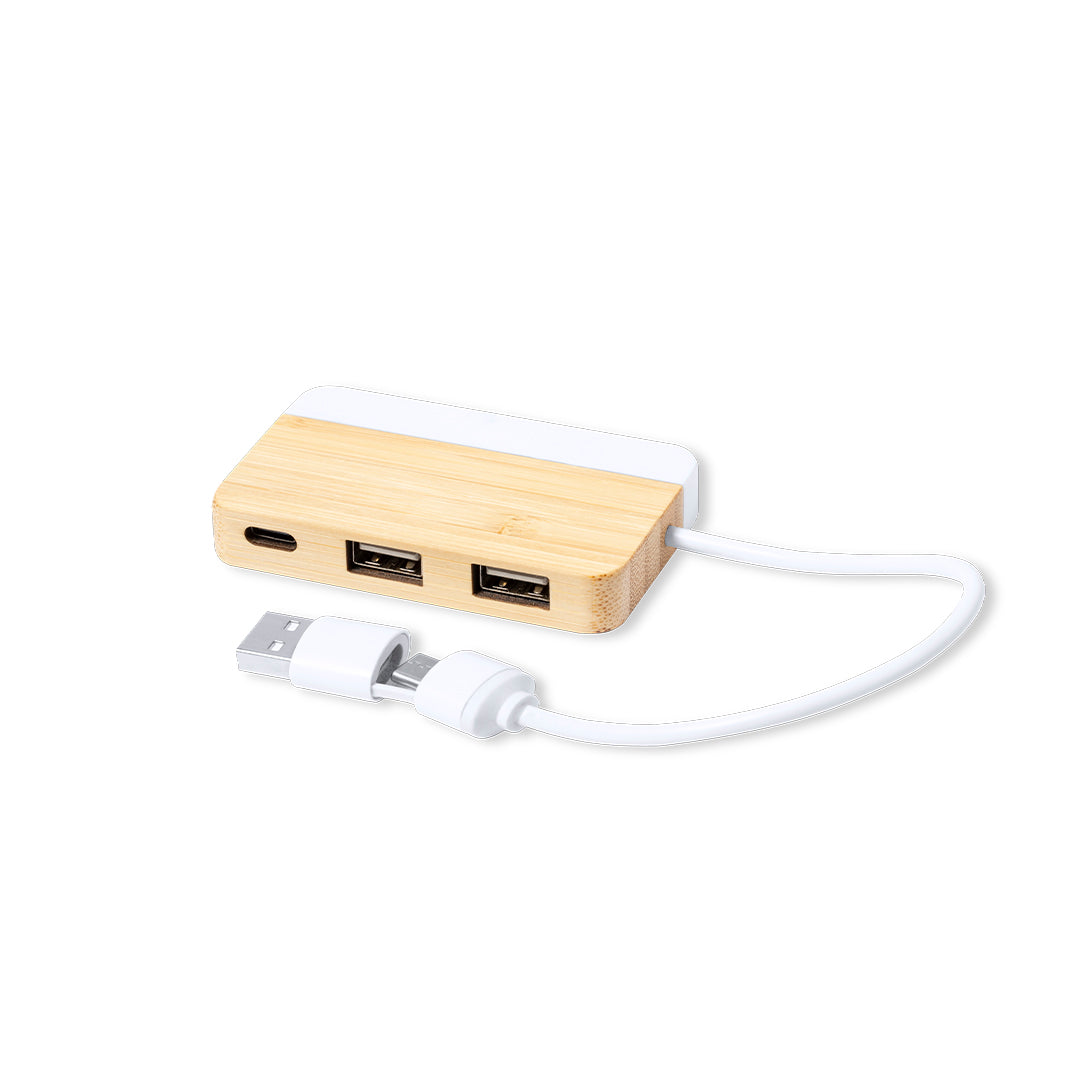 Porta USB 2.0 em Bambu com Detalhe em Mármore