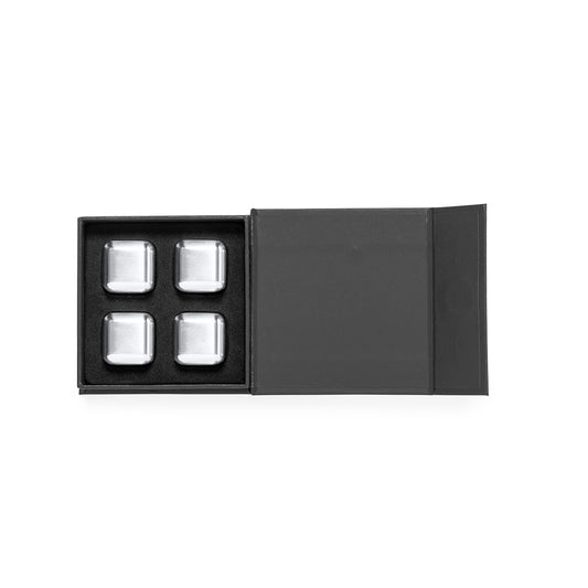 Set de 4 Cubos de Gelo Reutilizáveis em Aço Inoxidável