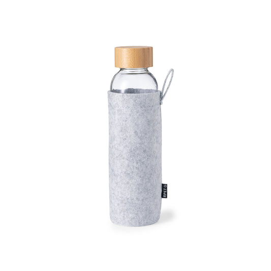 Bidão de Vidro 500ml com Tampa de Bambu e Capa RPET