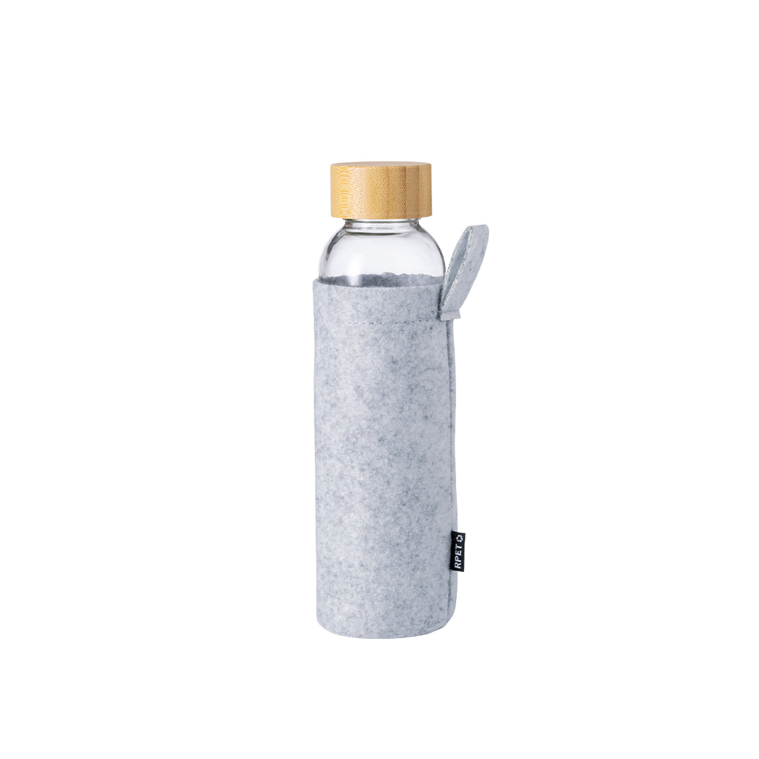 Bidão de Vidro 500ml com Tampa de Bambu e Capa RPET