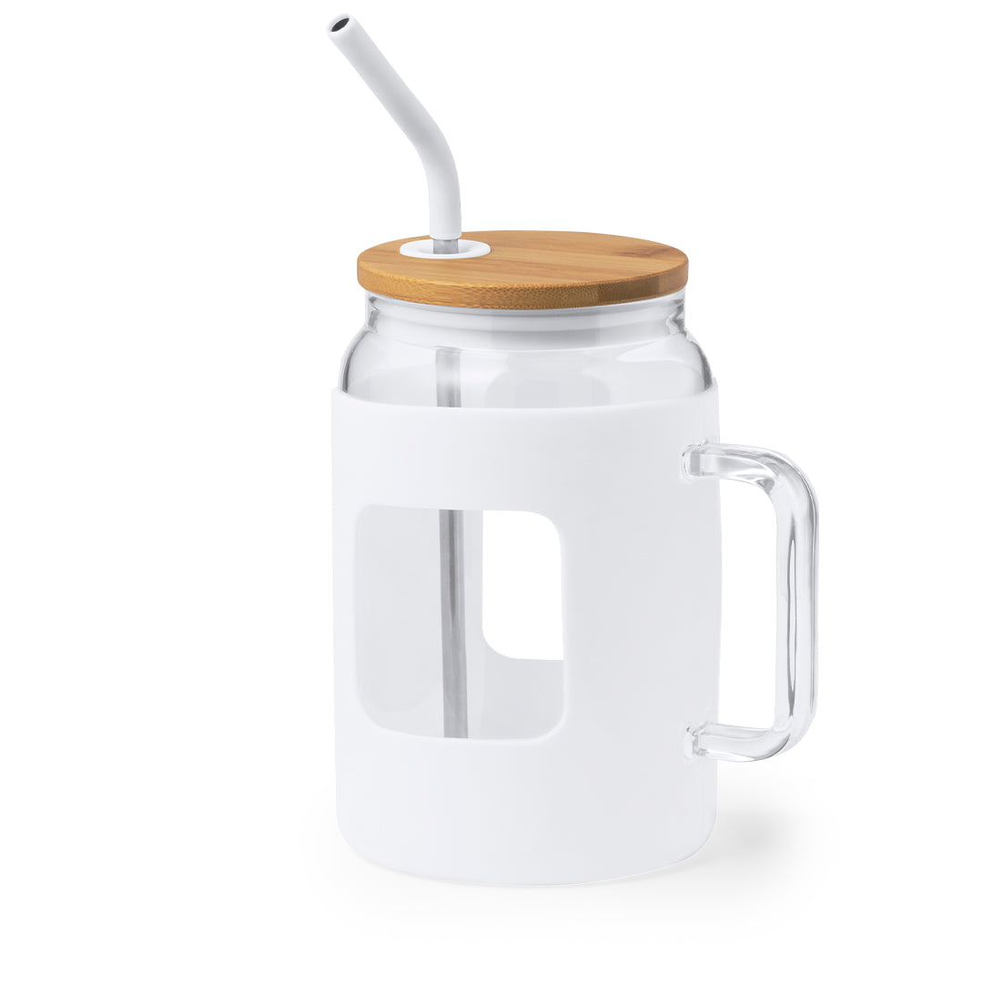 Jacin - Tarro de Cristal Reutilizável 1,625L com Tampa de Bambu