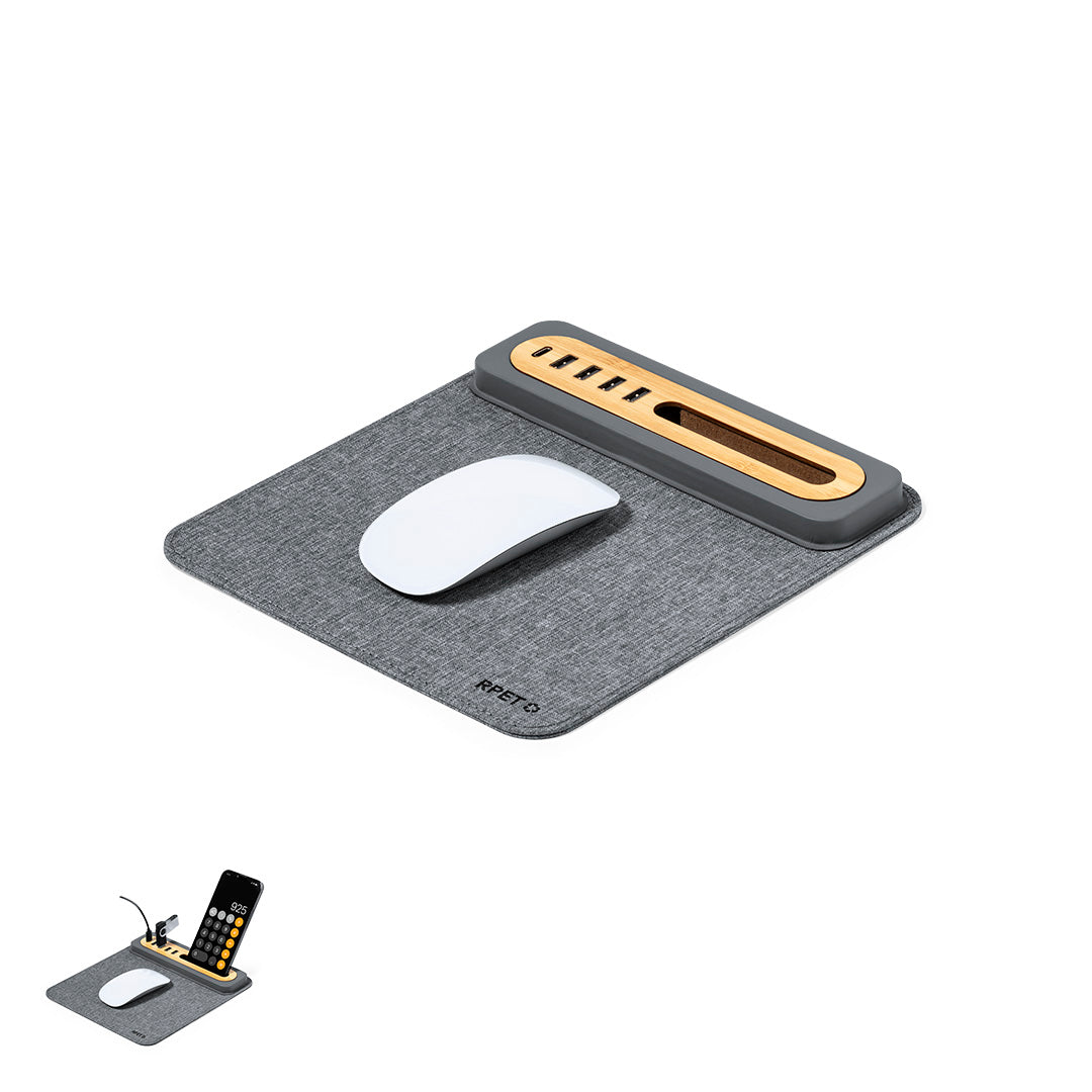 Alfombrilla Multifuncional com USB e Suporte para Telemóvel