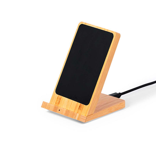 Carregador Sem Fios Bamboo 15W com Suporte e LED