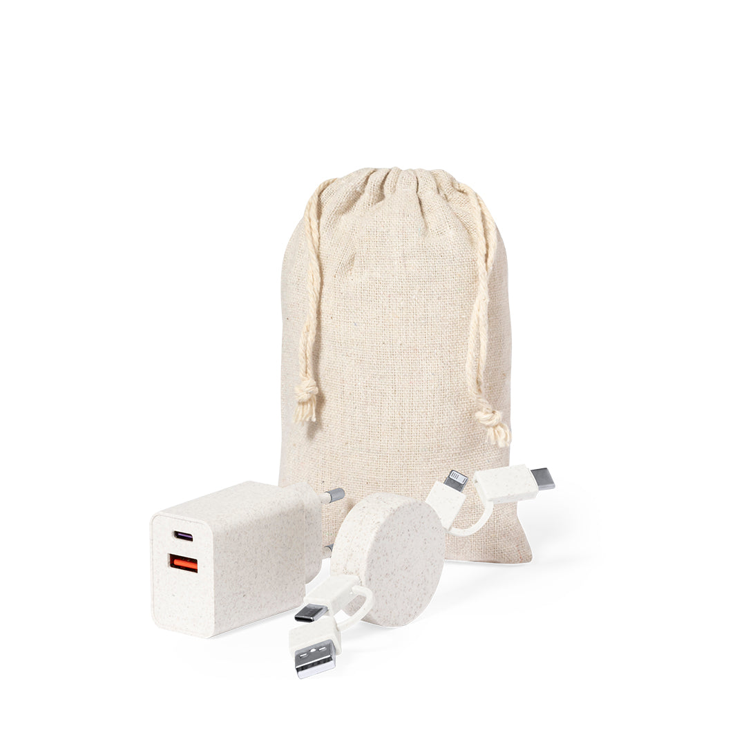 Set de Carregadores USB Rápidos em Fibra de Trigo
