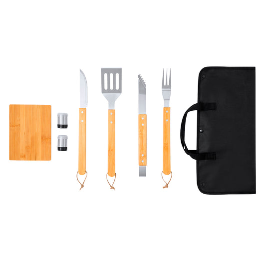 Set Barbecue Estrol em Bambu e Aço Inoxidável