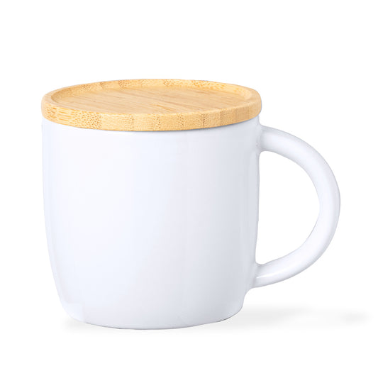Caneca Zenara em Cerâmica com Tampa de Bambu