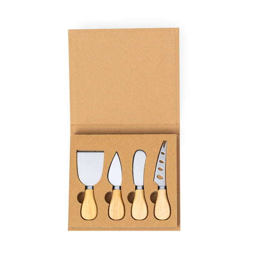 Conjunto de Queijos Kubin com Utensílios em Aço e Madeira