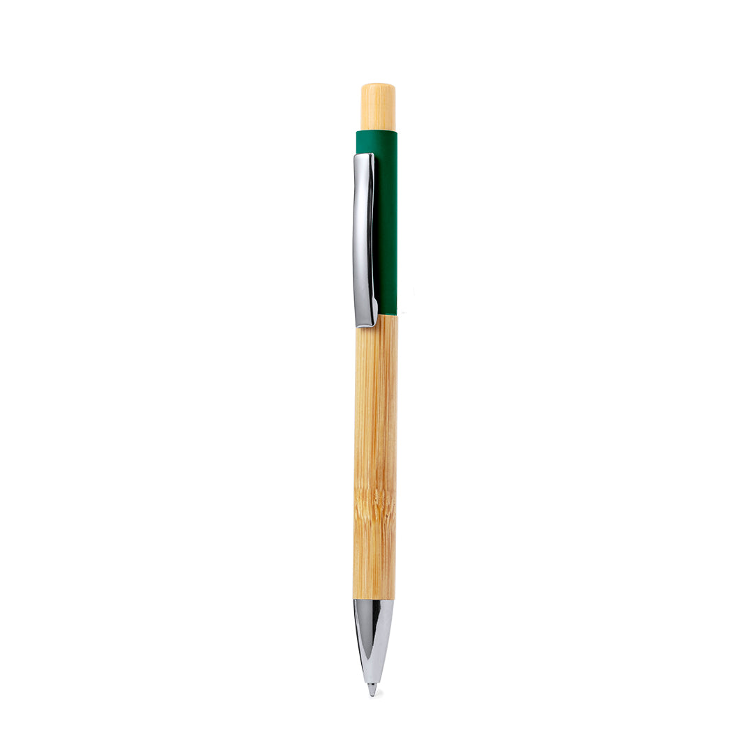 Caneta Elegante em Bambu e Alumínio Colorida