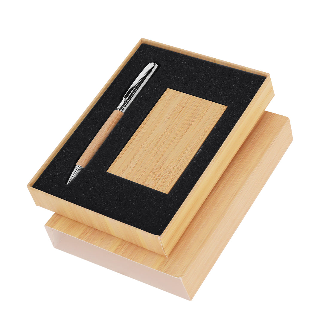 Set Esferográfica e Porta-Cartões em Bambu