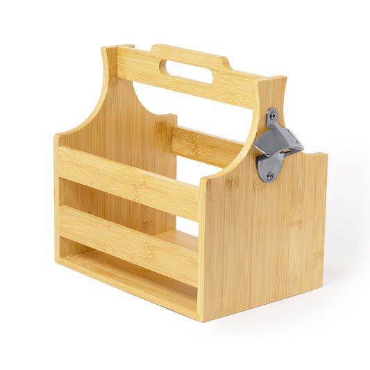 Suporte para Garrafas em Bambu com Abridor e Caixa