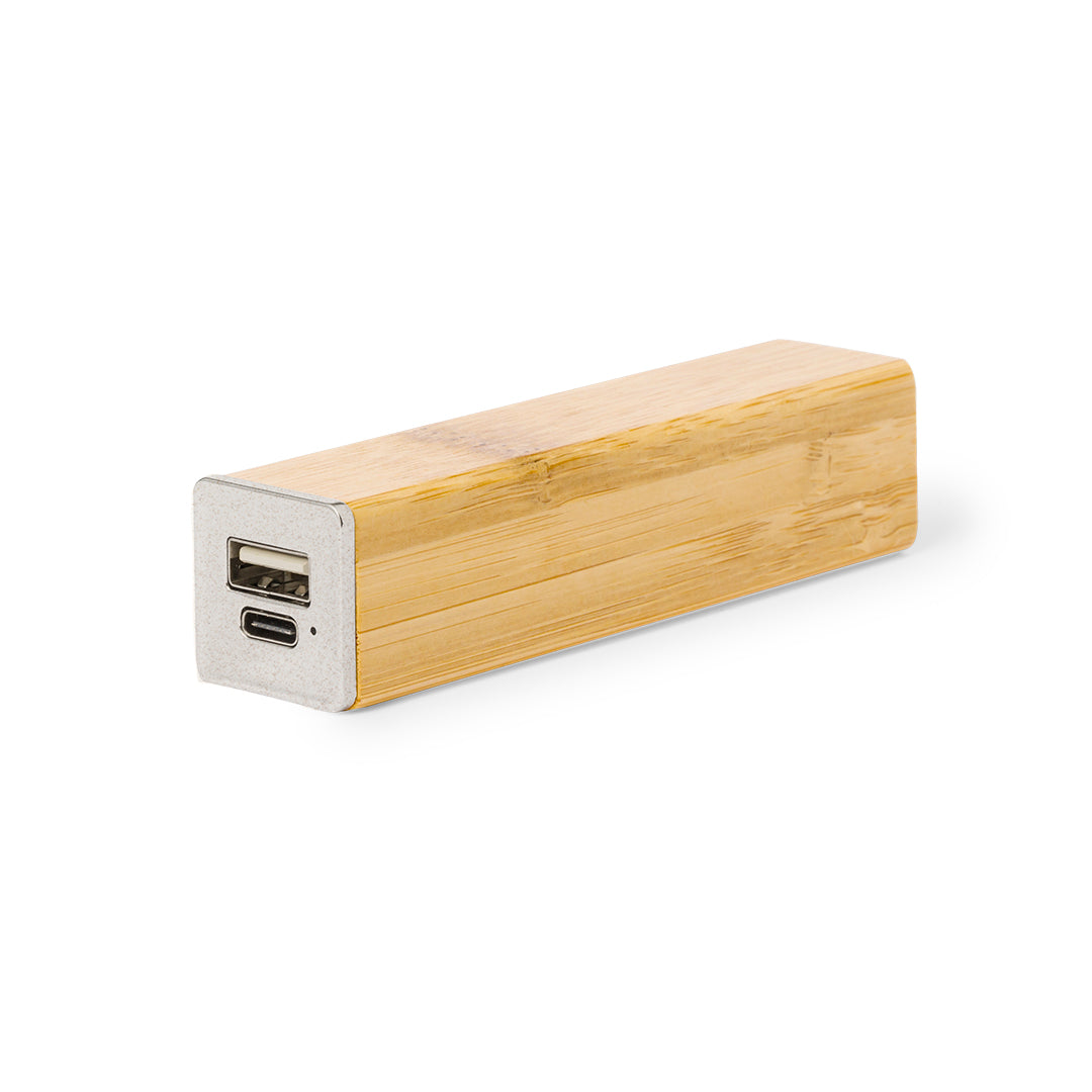 Power Bank Godimer em Bambu 4000mAh Compacto