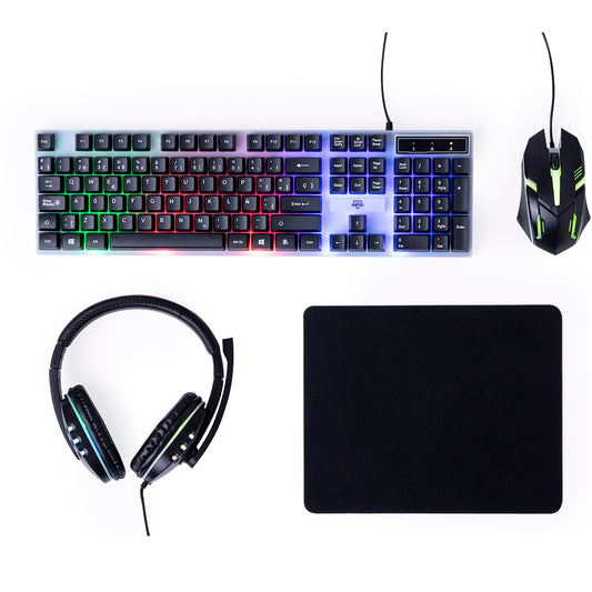 Set Gamer Thrym com Teclado, Rato, Auriculares e Tapete LED