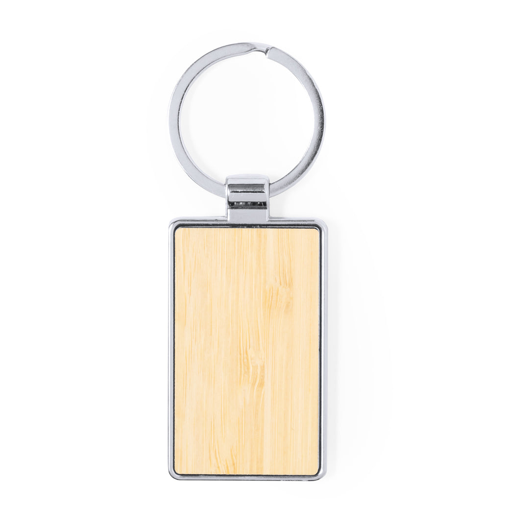 Chaveiro Elegante em Bambu e Metal Cromado