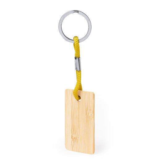 Llavero Rectangular em Bambu com Cordão Colorido