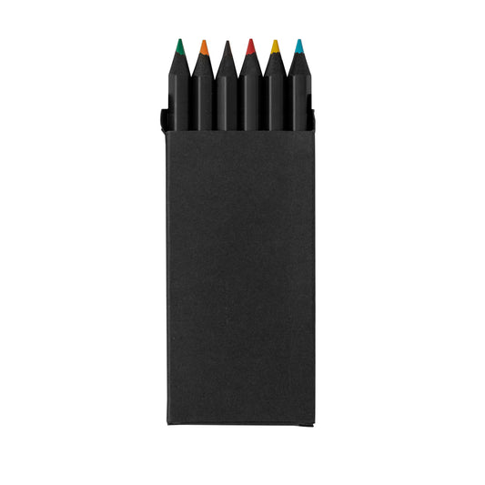 Conjunto de 6 Lápis de Madeira Preto com Estojo