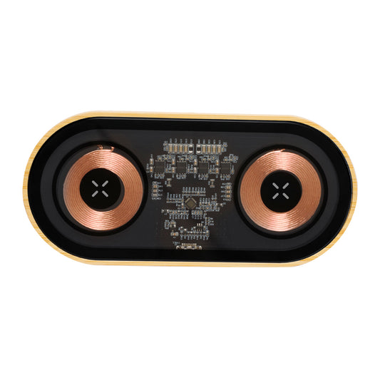 Carregador Wireless Duplo 15W com Base de Bambu