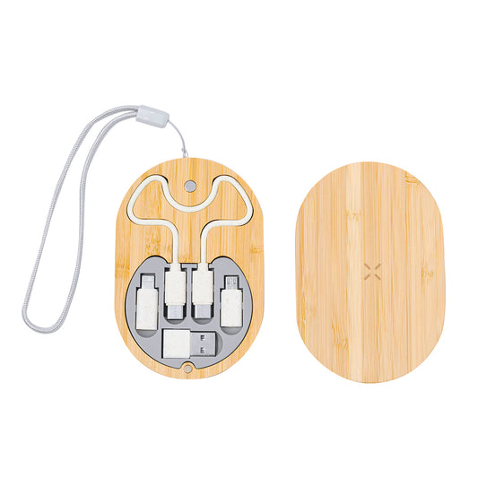 Conjunto Carregador Sem Fios Eliot 15W em Bambu