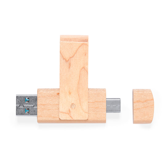 Pen USB OTG Kluivert 16GB com Clip Giratório e Madeira