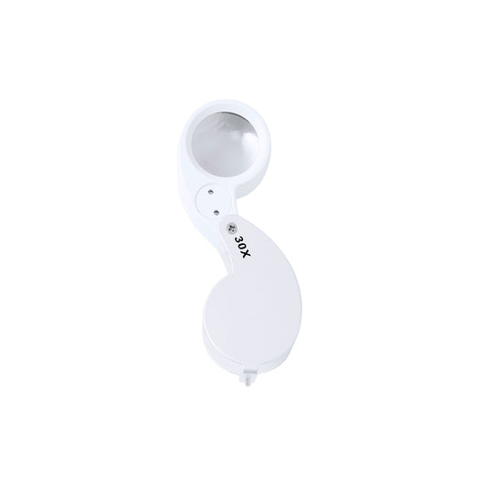 Lupa Plegável 30X com Luz LED e Estojo Proteção