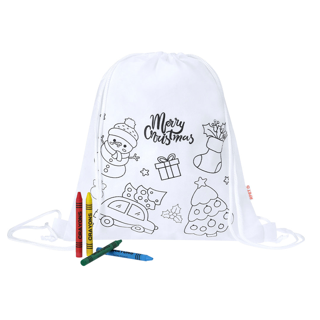 Mochila Infantil Natal para Colorir com Ceras