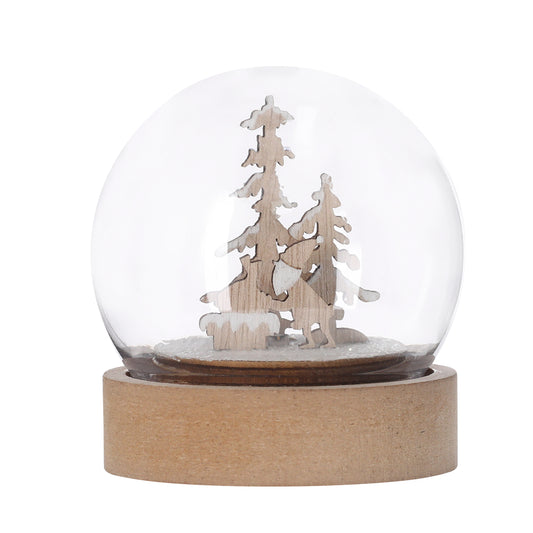 Bola Iluminada Natal com Design Original e Base de Madeira
