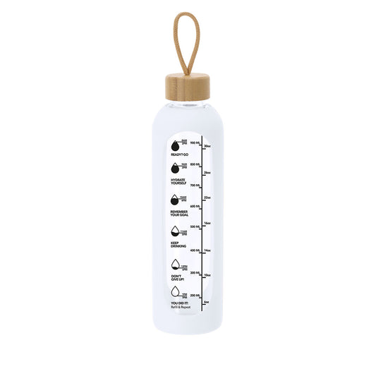 Bidão de Vidro 1L com Tampa de Bambu e Funda de Silicone