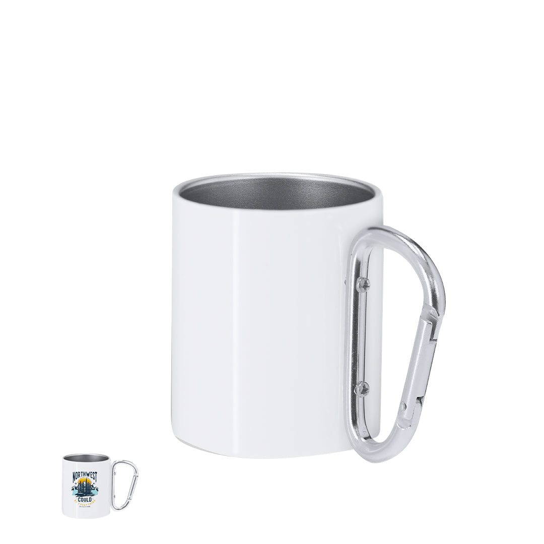 Caneca de Aço Inox Beesbur 220ml com Mosquetão