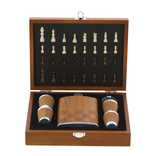 Set Petaca Fleet com Tabuleiro de Xadrez Elegante